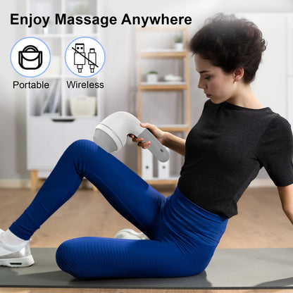 Handheld Neck Back Massager, 8 Massage Heads, 6 Modes for Men & Women, White